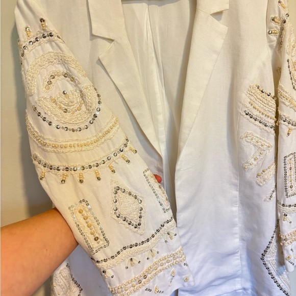 Chico's Vintage Linen Embroidered Blazer - Picture 2 of 13